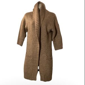 Benedetta B sz M Chunky Knit Gray Open Wrap Cardigan Sweater Wool Blend Italy